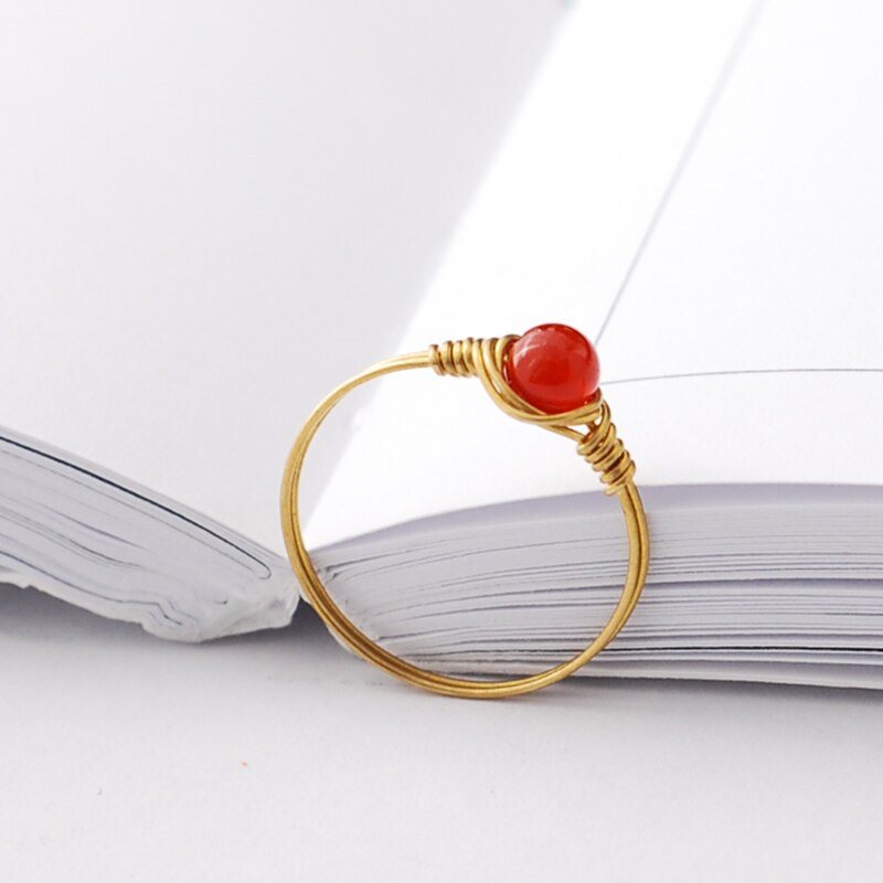 Recznie robiony naturalny granat pierscionki zloty wypelniony prezent urodzinowy Boho Bague Femme Anillos Mujer zlota bizuteria Boho pierscionki dla kobiet