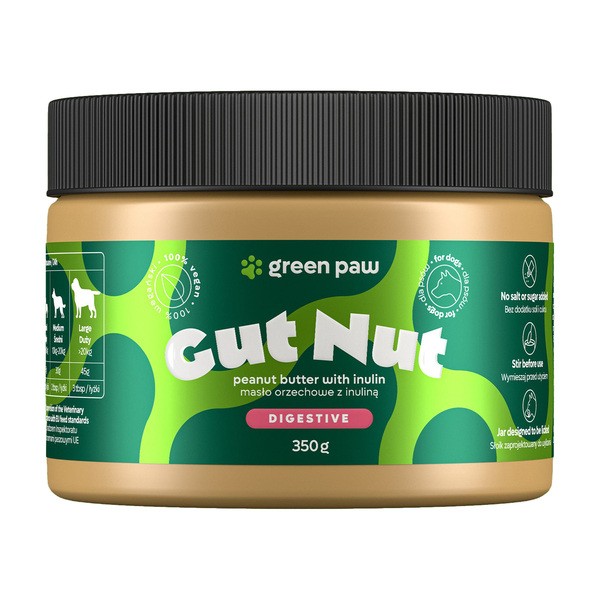 Green Paw Gut Nut, masło orzechowe z inuliną dla psów, 350 g