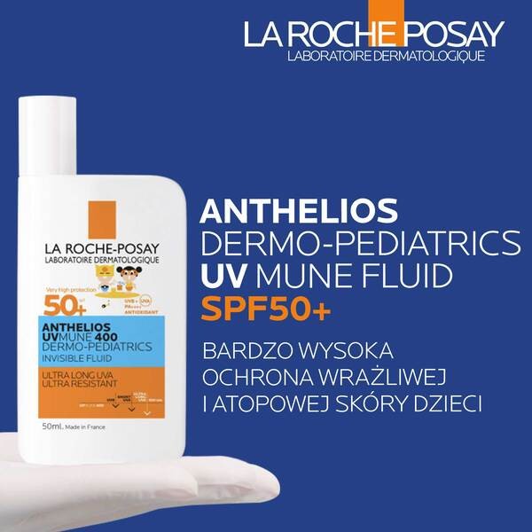 La Roche-Posay Anthelios UVMUNE 400 DP, niewidoczny fluid SPF 50+ dla dzieci, 50 ml
