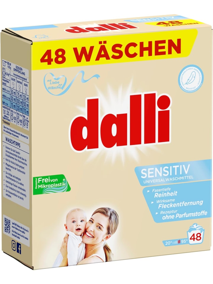 DALLI-WERKE sensitiv Vollwaschmittel-Pulver I Weiße Wäsche | 48 Waschladungen günstig kaufen onesize