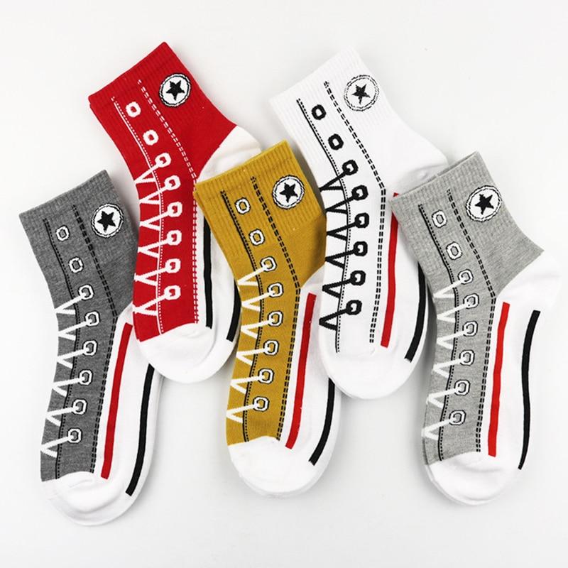 5 Pairs/lot Harajuku Shoes Pattern Women Men Socks Long Cotton Funny Socks Ankle Thick Sock Calcetines Mujer Autumn Winter