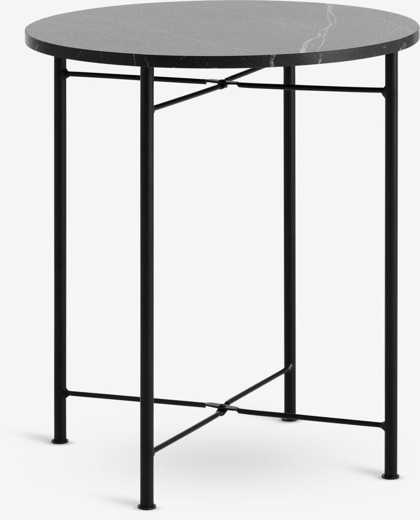 TURUP Hjørnebord TURUP Ø40 marmor/sort