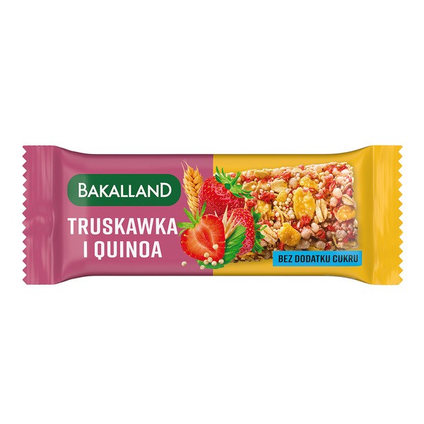 Bakalland, Truskawka i Quinoa, baton zbożowy bez dodatku cukru, 30 g