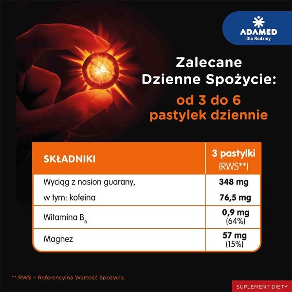 Cardiamid z kofeiną, pastylki do ssania, smak cytrusowy, 8 szt.