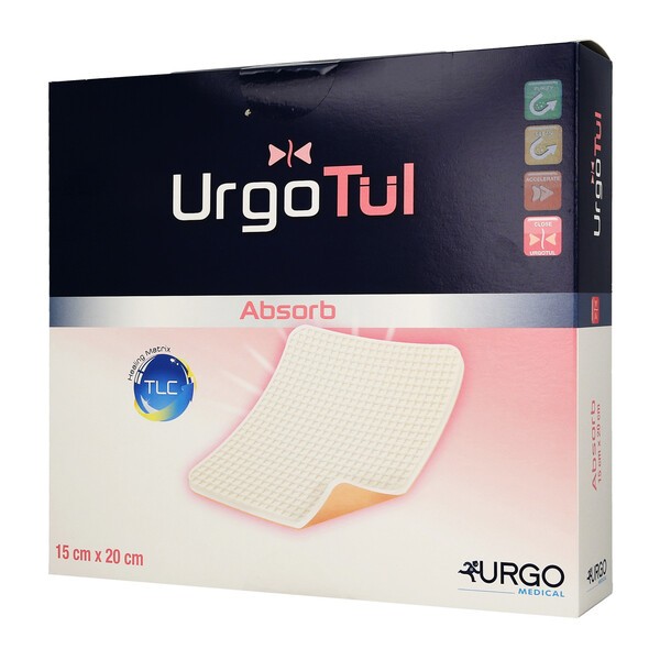 UrgoTul Absorb, opatrunek, 15 cm x 20 cm, 1 szt. (z opakowania 10 sztuk)