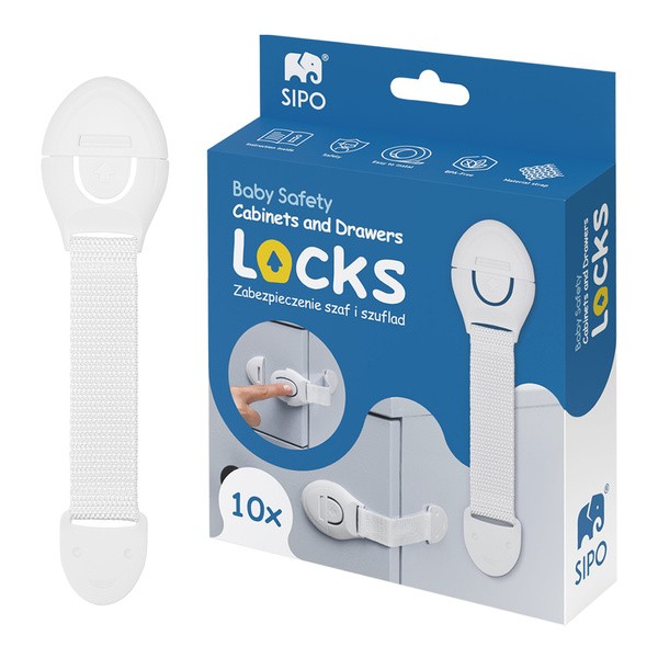 Sipo, blokada do szaf i szuflad na zatrzask, 10 szt.
