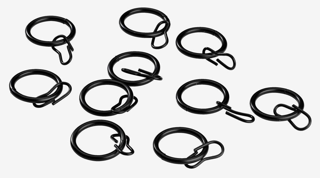 Gardinringe Ø19mm 10 stk/pakke sorte