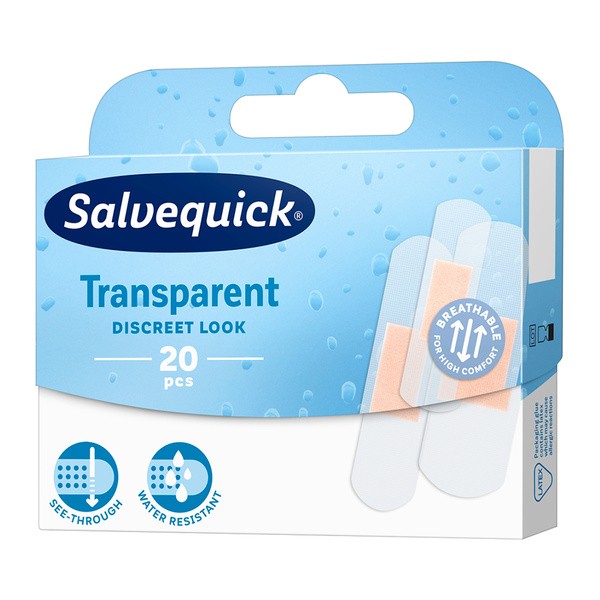 Salvequick Transparent, plastry transparentne, miks, 20 szt.