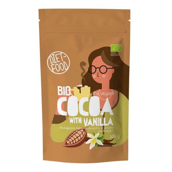 Diet-Food, Bio kakao o smaku waniliowym, 200 g