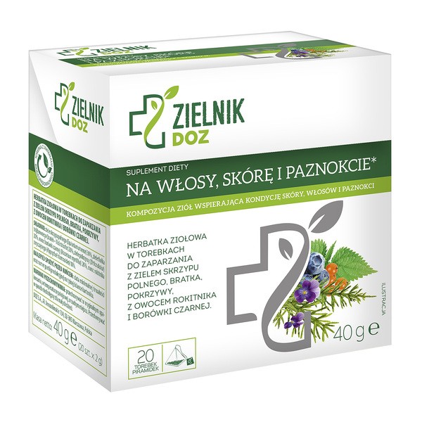 ZIELNIK DOZ Na włosy skórę i paznokcie, herbatka ziołowa, 2 g, 20 sasz.