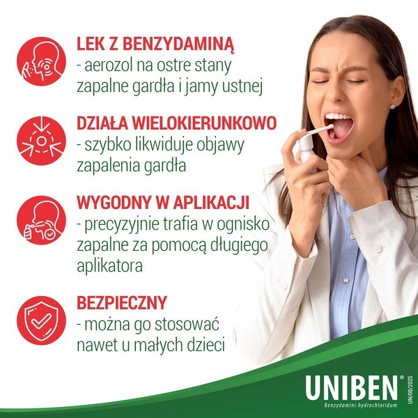 Uniben, 1,5 mg/ml, aerozol do stosowania w jamie ustnej, 30 ml