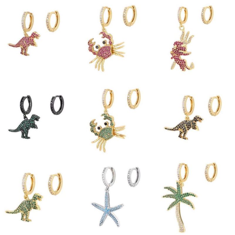 HECHENG 1 para CZ Rainbow asymetryczne kolczyki hurtownie 10% off karton zwierzeta bizuteria akcesoria dla kobiet VD454