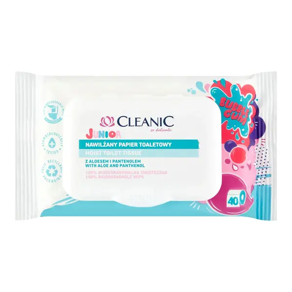 Cleanic Junior, nawilżany papier toaletowy, 40 szt.