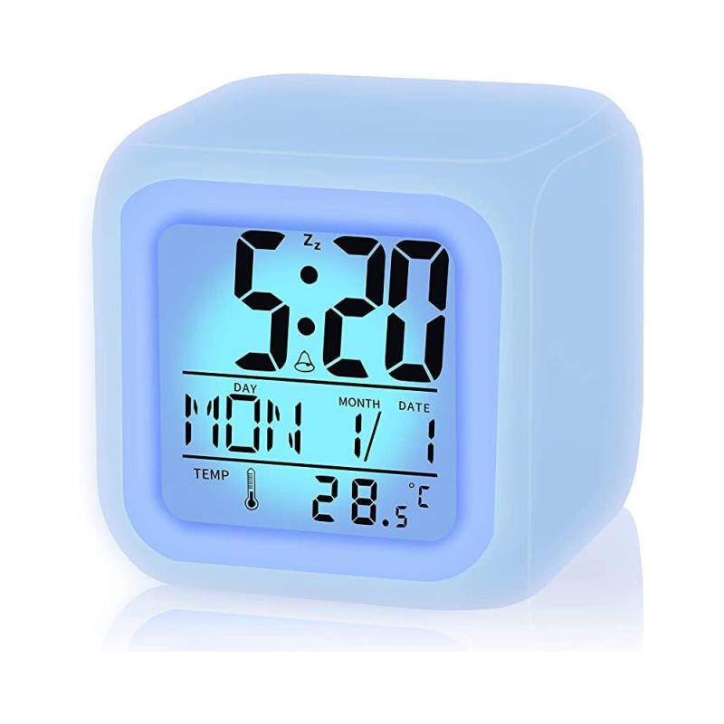 Sveglia digitale per bambini e bambine con luce notturna a LED a sette colori e funzione sveglia per la scuola