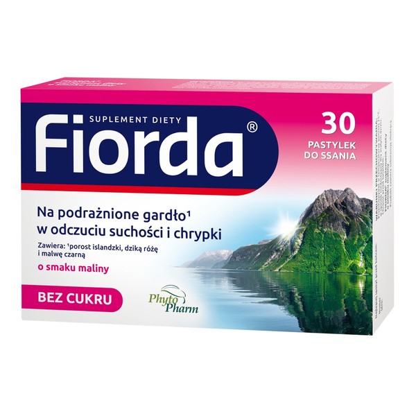 Fiorda, pastylki do ssania o smaku malinowym, 30 szt.