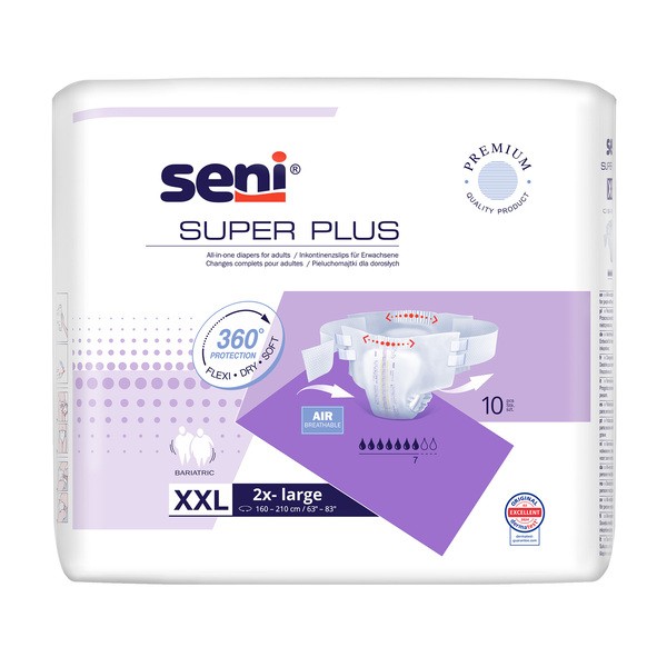 Seni Super Plus, pieluchomajtki dla dorosłych, rozmiar XXL, 10 szt.