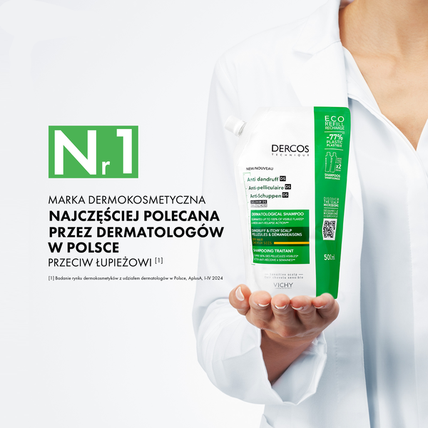 Vichy Dercos DS, szampon przeciwłupieżowy, włosy suche, opakowanie uzupełniające, 390 ml