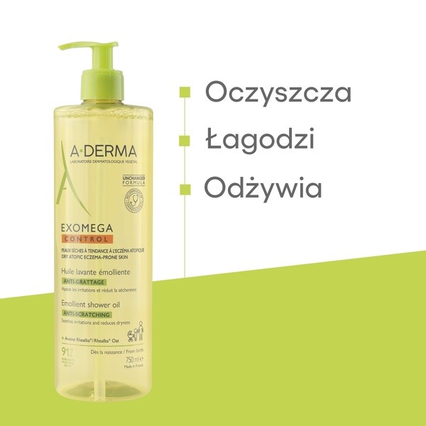 Aderma Exomega Control, olejek emolient pod prysznic, 750 ml
