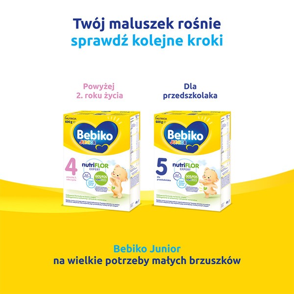 Bebiko Junior 3 NUTRIflor Expert, odżywcza formuła na bazie mleka, powyżej 1. roku życia, proszek, 600 g