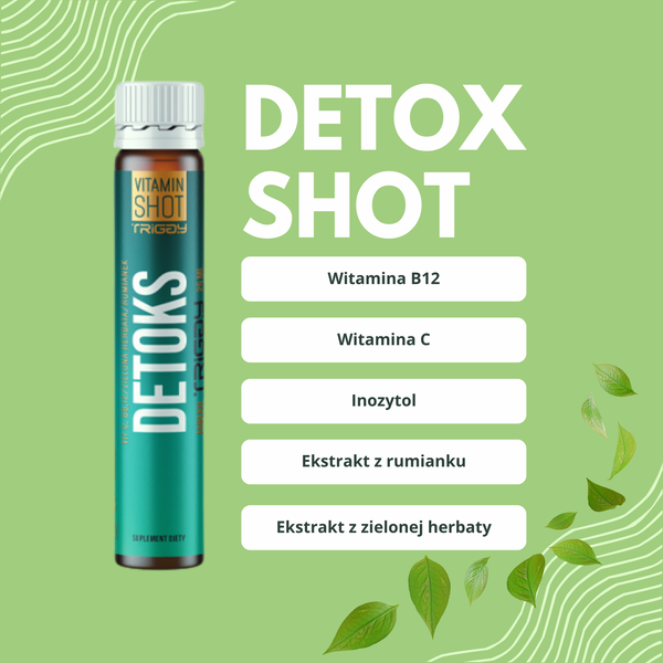 Triggy Vitamin Shot Detox, płyn w ampułce, smak zielone jabłko, 25 ml x 1 szt.