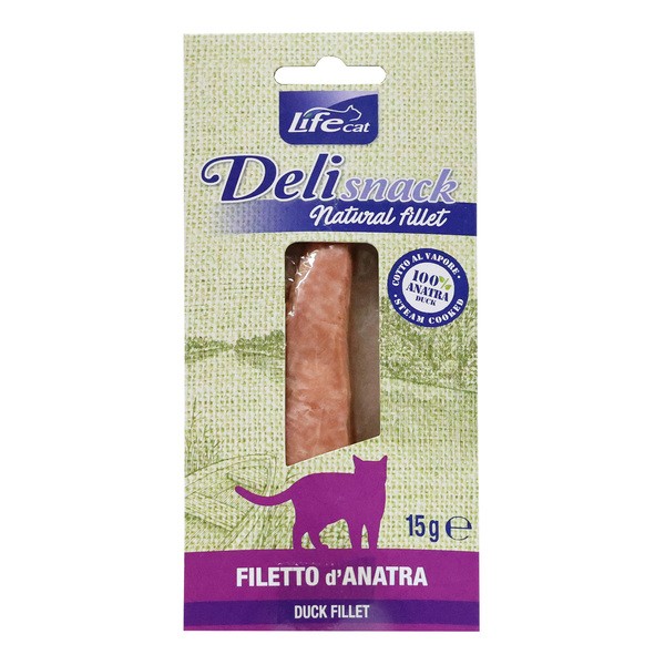 Life Cat Deli Snack Duck Fillets, przysmaki z gotowanej kaczki dla kotów, 15 g