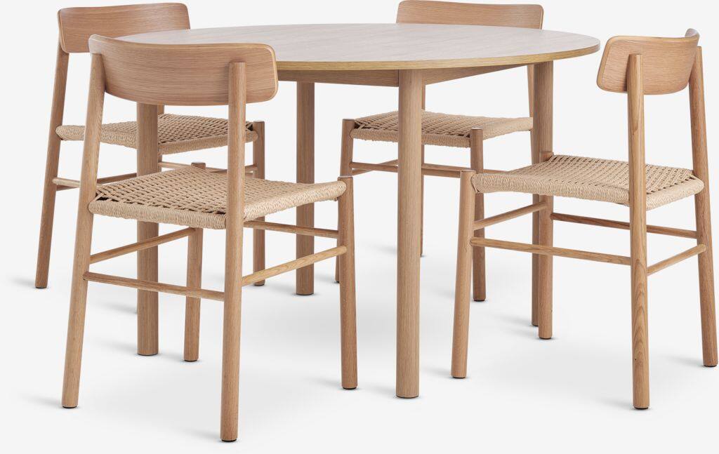 ALSTED ISLEV ALSTED Ø120 egetræsbord 4 ISLEV stol med egetræsarmlæn