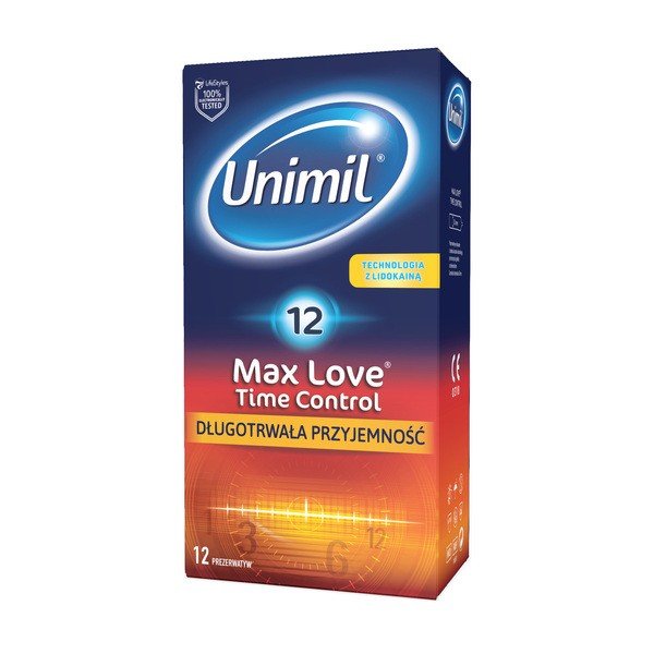 Unimil Max Love Time Control, prezerwatywy, 12 szt.