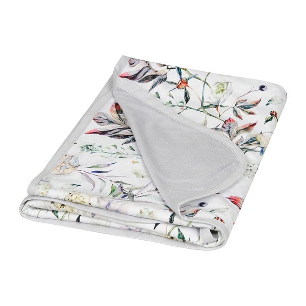 Babymatex, kocyk dwustronny bamboo 75x100 cm, szary-kwiaty, 1 szt.