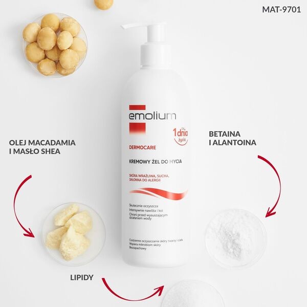 Emolium Dermocare, kremowy żel do mycia, 400 ml