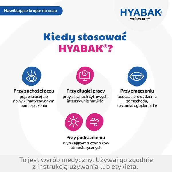 Hyabak 0,15%, krople do oczu i soczewek kontaktowych, nawilżające, 10 ml