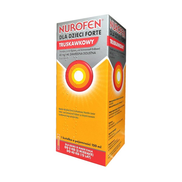 Nurofen dla dzieci Forte truskawkowy, 40mg/ml, zawiesina (import równoległy, InPharm), 150 ml