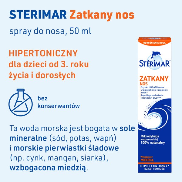 Sterimar Zatkany Nos, roztwór hipertoniczny, spray, 50 ml