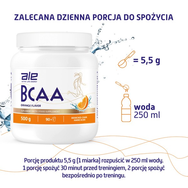 ALE BCAA Orange Flavor, proszek, 500 g