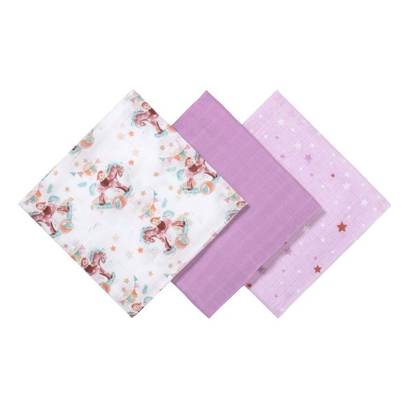 BabyOno Natural Bamboo, naturalne pieluszki z włókien bambusa, kolor fioletowy, 3 szt.