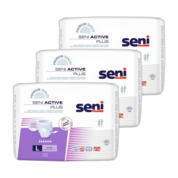 Zestaw 3 x Seni Active Plus, majtki chłonne, rozmiar L, 10 szt.