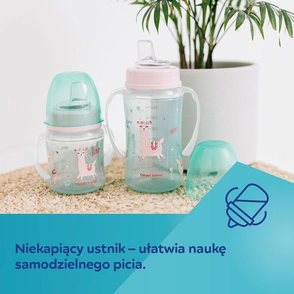 Canpol Easy Start, kubek treningowy, Exotic Animals, niebieski, 120 ml