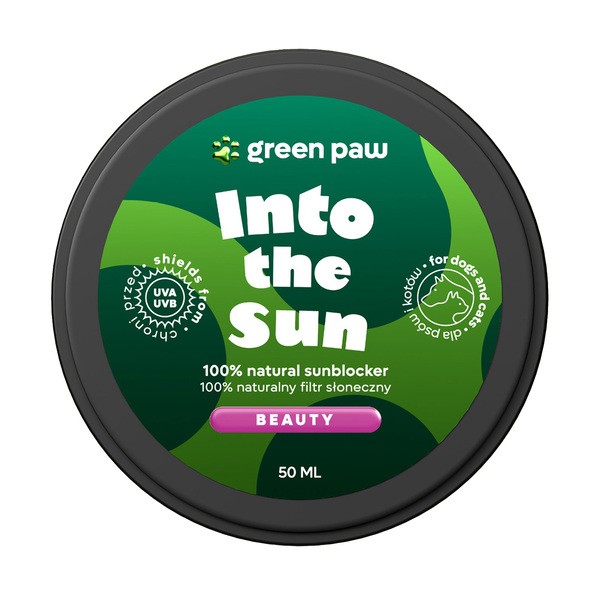 Green Paw Into The Sun, maść na nos i skórę z naturalnym filtrem przeciwsłonecznym dla psów i kotów, 50 ml