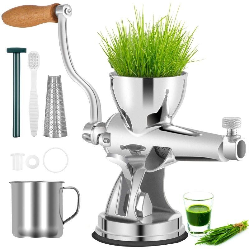 Manual Wheatgrass Juicer Stainless Steel with Suction Cup Base Table top Clamp Extractor for Ginger Celery Apple Grape