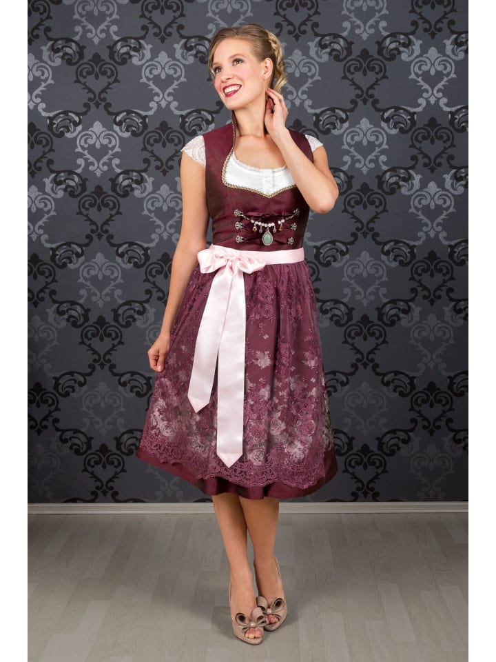 Edelnice Midi Dirndl 2-teilig Stella in bordeaux günstig kaufen