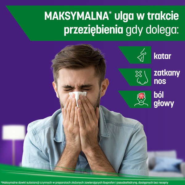 Ibuprom Zatoki Max, 400 mg + 60 mg, tabletki powlekane, 10 szt