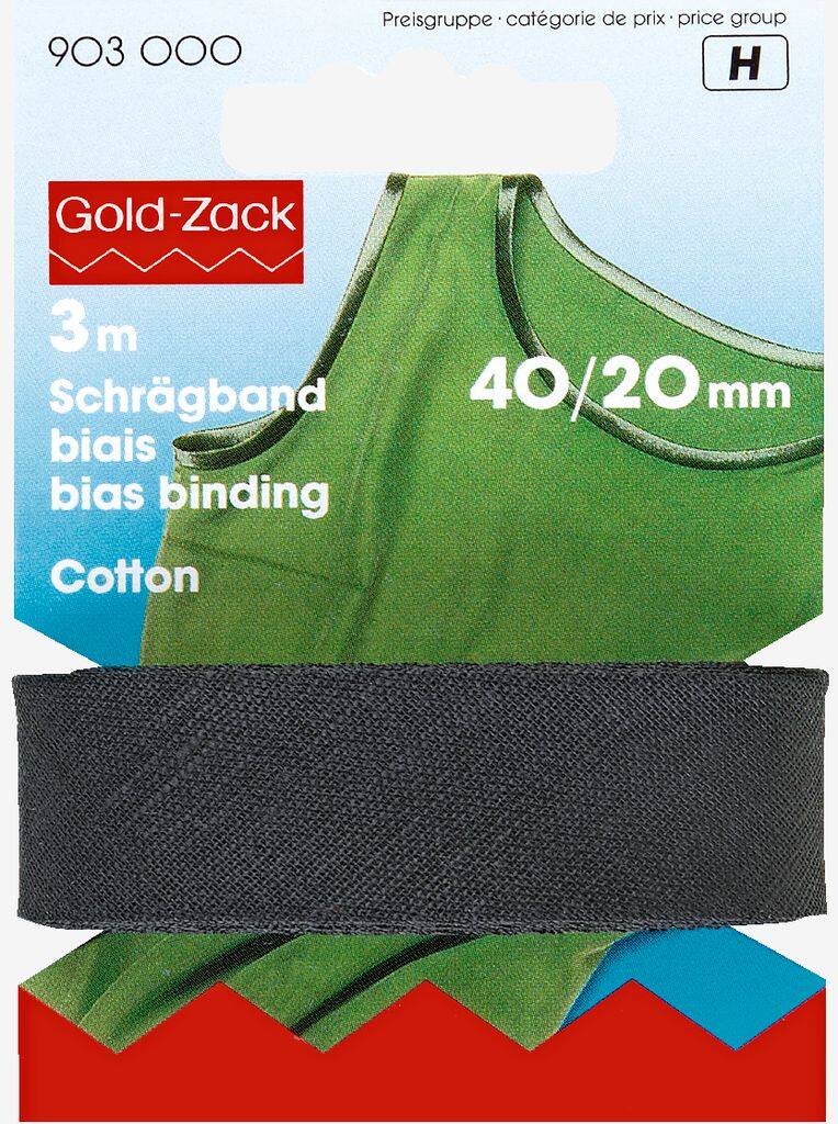 Kantbånd 40/20mm 3m/pakke sort bomuld