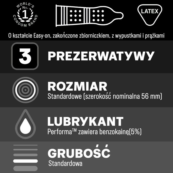 Durex Mutual Pleasure, prezerwatywy, 3 szt.