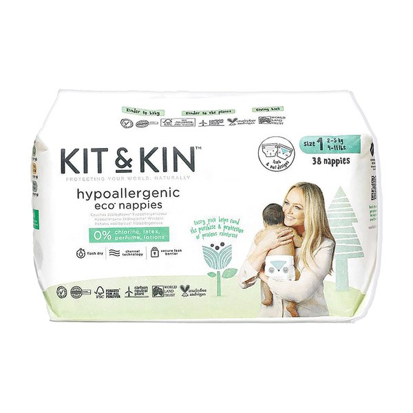 Kit & Kin, pieluszki 1 Mini (2-5 kg), Lomb/Owl, 38 szt.