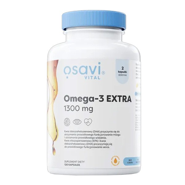 Osavi, Omega-3 Extra 1300 mg, smak cytrynowy, kapsułki miękkie, 120 szt.