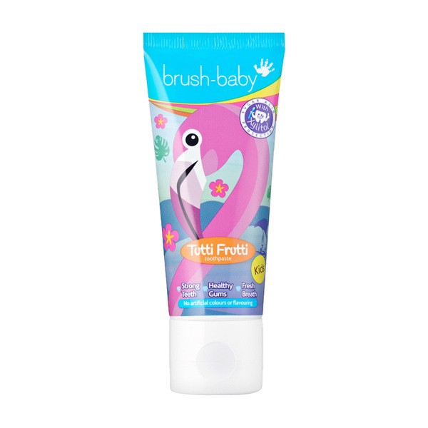 Brush-Baby, pasta do zębów z flamingiem dla dzieci 3+, tutti-frutti, 50 ml