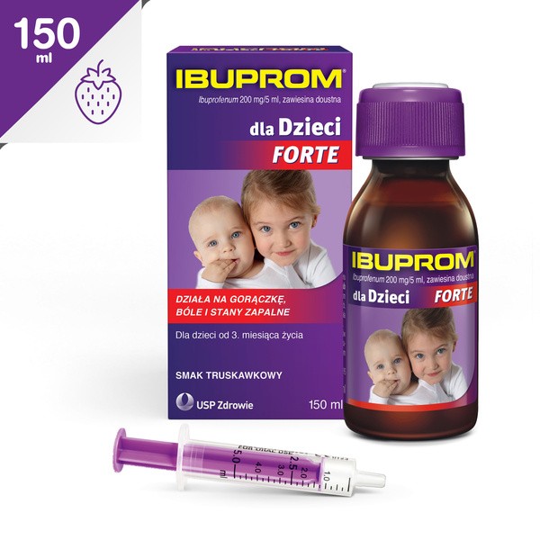 Ibuprom dla Dzieci Forte, 200 mg/5 ml, zawiesina doustna, 150 ml