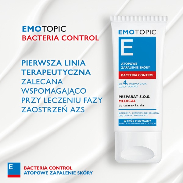 Emotopic Bacteria Control, preparat S.O.S. Medical, do twarzy i ciała, 30 ml