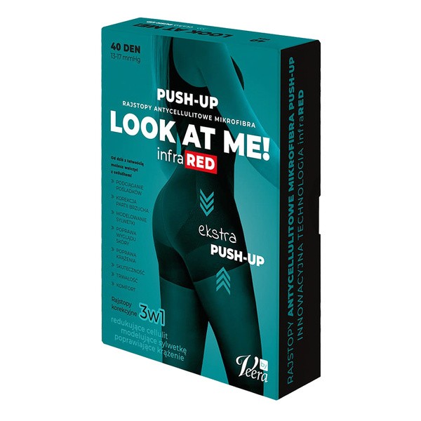 Look At Me! by Veera, antycellulitowe rajstopy Push-Up z microfibrą, kolor czarny, rozmiar XL
