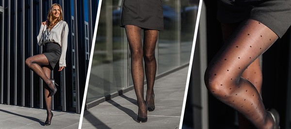 Veera Fashion, rajstopy wzorzyste, 70 DEN, czarne w kropki, rozmiar M