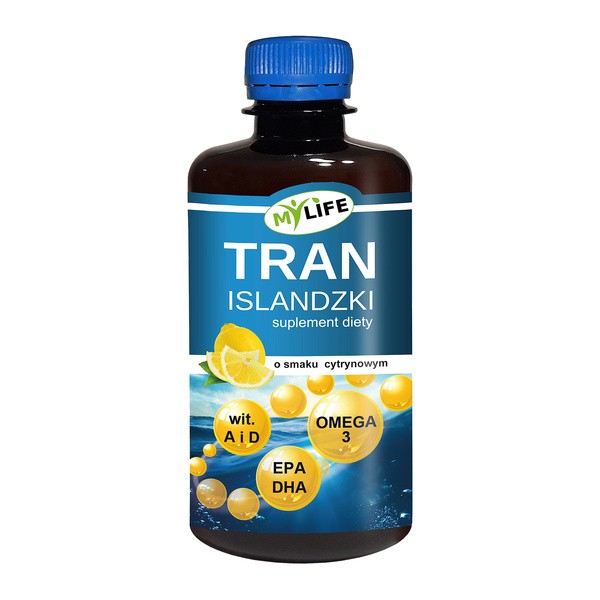 Tran Islandzki o smaku cytrynowym, olej, 250 ml